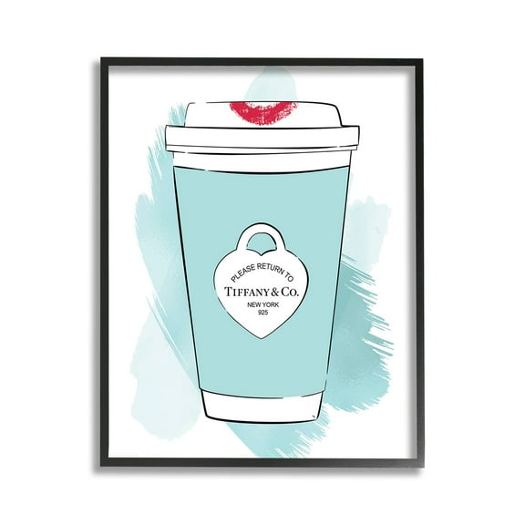 Stupell Industries Coffee with Lipstick Food & Beverage Painting Black Framed Art Print Wall Art, 11 x 14