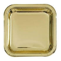 Square Paper Plates, 7 in, Gold Foil, 8ct