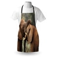 thumbnail image 3 of Safari Apron Two Wild Savannah Elephants Wrestling Cute Nature Icons South African Animals Photo, Unisex Kitchen Bib Apron with Adjustable Neck for Cooking Baking Gardening, Brown Green, by Ambesonne, 3 of 3