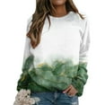 thumbnail image 4 of IROINNID Long Sleeve T-Shirts for Women Home Flower Print Round Neck T-shirt Top Blouse Pullover,Green, 4 of 6