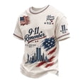 thumbnail image 3 of Mens 9/11 25th Anniversary Shirt We Will Never Forget 911 Tee 9/11 25th Anniversary Shirt for Men Memorial Never Forget 911 Tops (Beige,XXL), 3 of 4