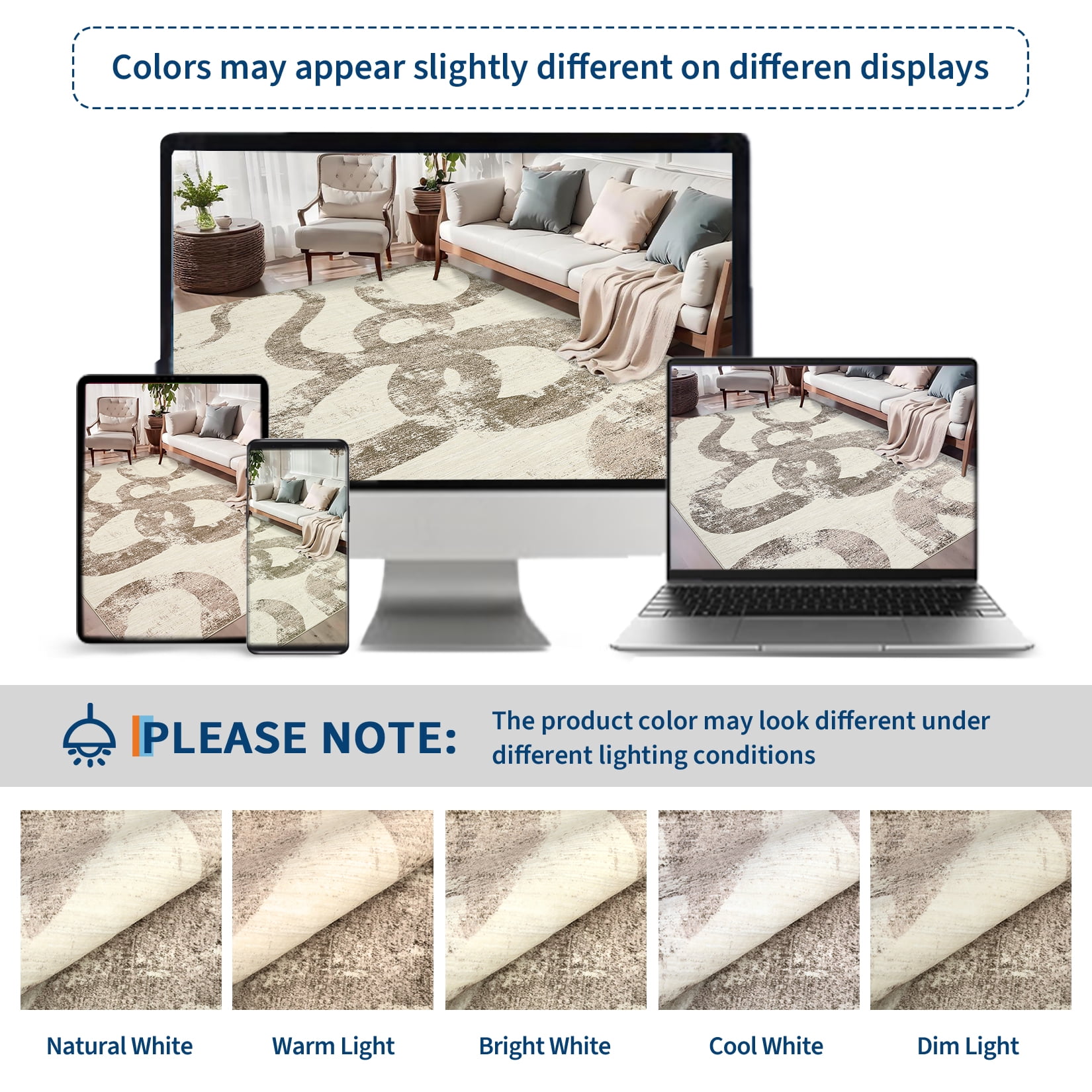Hasoo 9' x 12' Modern Washable Indoor Rug for Living Room Soft Abstract Geometric Line Area Rug Non Slip Stain Resistant Brown Carpet