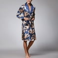 thumbnail image 5 of EQWLJWE Silk Ice Silk Long Sleeved Men's Pajamas Long Robes Bathrobes Home Clothes Robes Holiday Clearance, 5 of 8