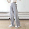 thumbnail image 2 of Lenpel Girls' Wide Leg Pants Children Lightweight Elastic High Waisted Loose Lounge Pants Baggy Causal Trousers with Pockets, 2 of 6