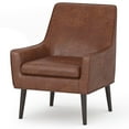 thumbnail image 4 of Simpli Home Robson 31 inch Wide Contemporary Accent Chair in Distressed Saddle Brown Faux Leather, 4 of 14