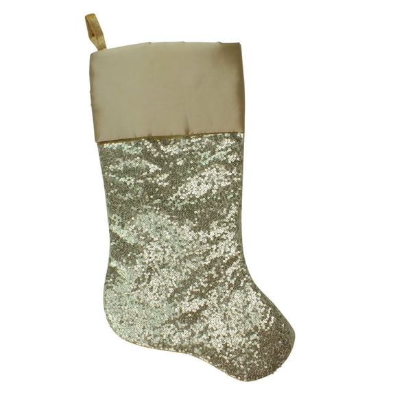 Northlight Metallic Sequined Christmas Stocking with Satin Cuff - 20" - Gold