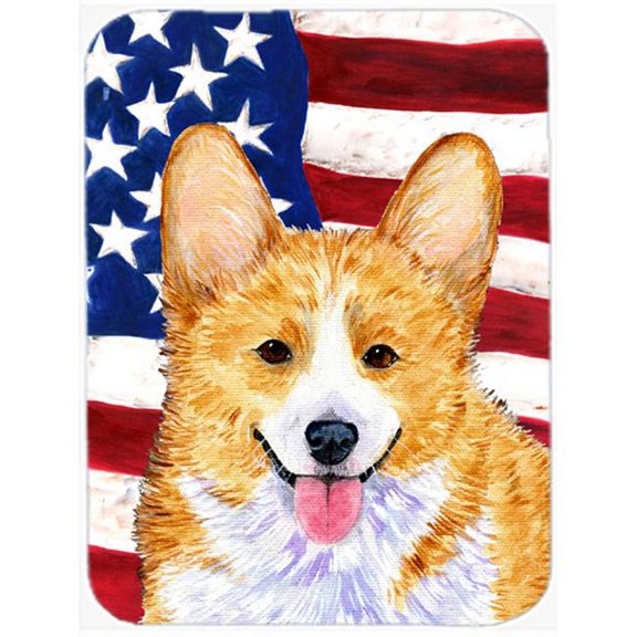 USA American Flag With Corgi Glass Cutting Board - Large