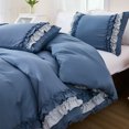 thumbnail image 5 of Blue Ruffle Duvet Cover Set Queen Size Shabby Chic Bedding Set Ruffled Farmhouse Blue Comforter Cover Boho Duvet Cover Set, 5 of 7