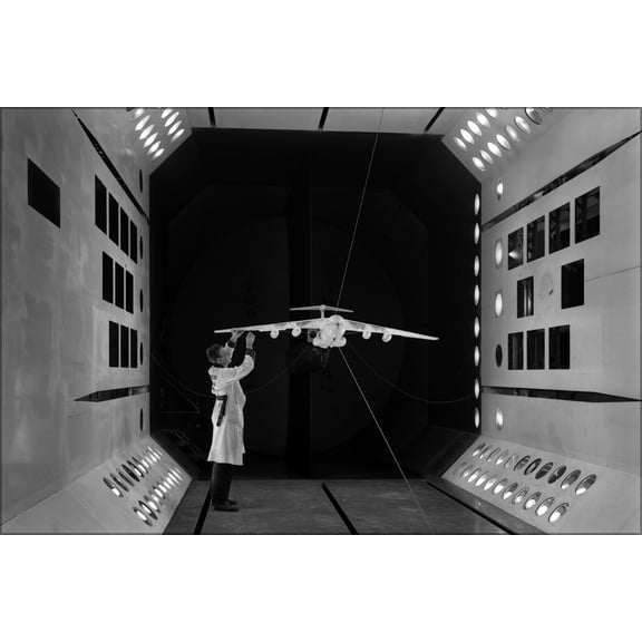 24"x36" Gallery Poster, Lockheed C-141 model Transonic Dynamics Tunnel wind