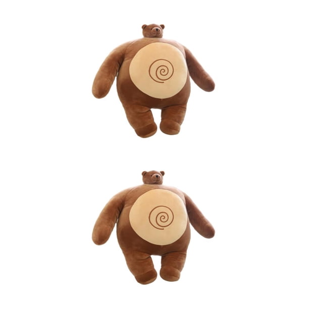Vogacara Almohada de oso de peluche con cabeza pequeña, juguete de mapache con cuerpo de músculo grande, Rana, elefante, novio, almohadas para Type2 NO2