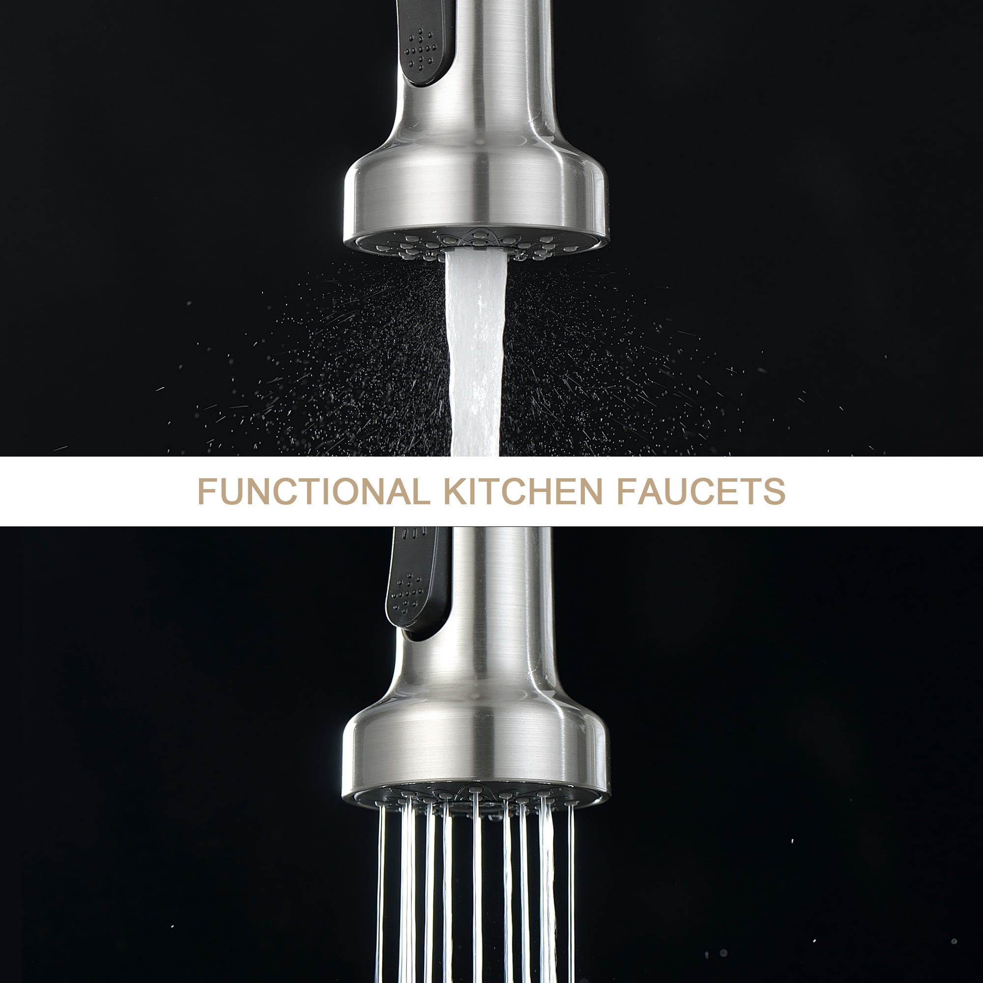 Logmey Put Down Kitchen Faucet High Arch 360° Rotation Single Handle Brushed Nickel Kitchen Sink Faucet with Deck