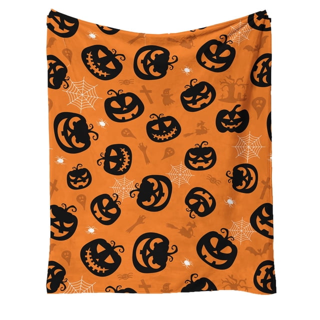 Birdeem Halloween Pumpkin Pattern Blanket, Modern Flannelette Warm Blanket for Bedroom