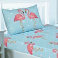 thumbnail image 1 of Pink Blue Flamingo Twin Or Full Fitted Sheet & Pillowcase Set, 1 of 5