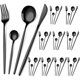 thumbnail image 1 of 40 Piezas Juego de cubiertos de acero inoxidable: cubiertos para la cena - utensilios de cubierta con tenedores/cucharas/cuchillo para comer Servicio para 10 (Negro), 1 of 4