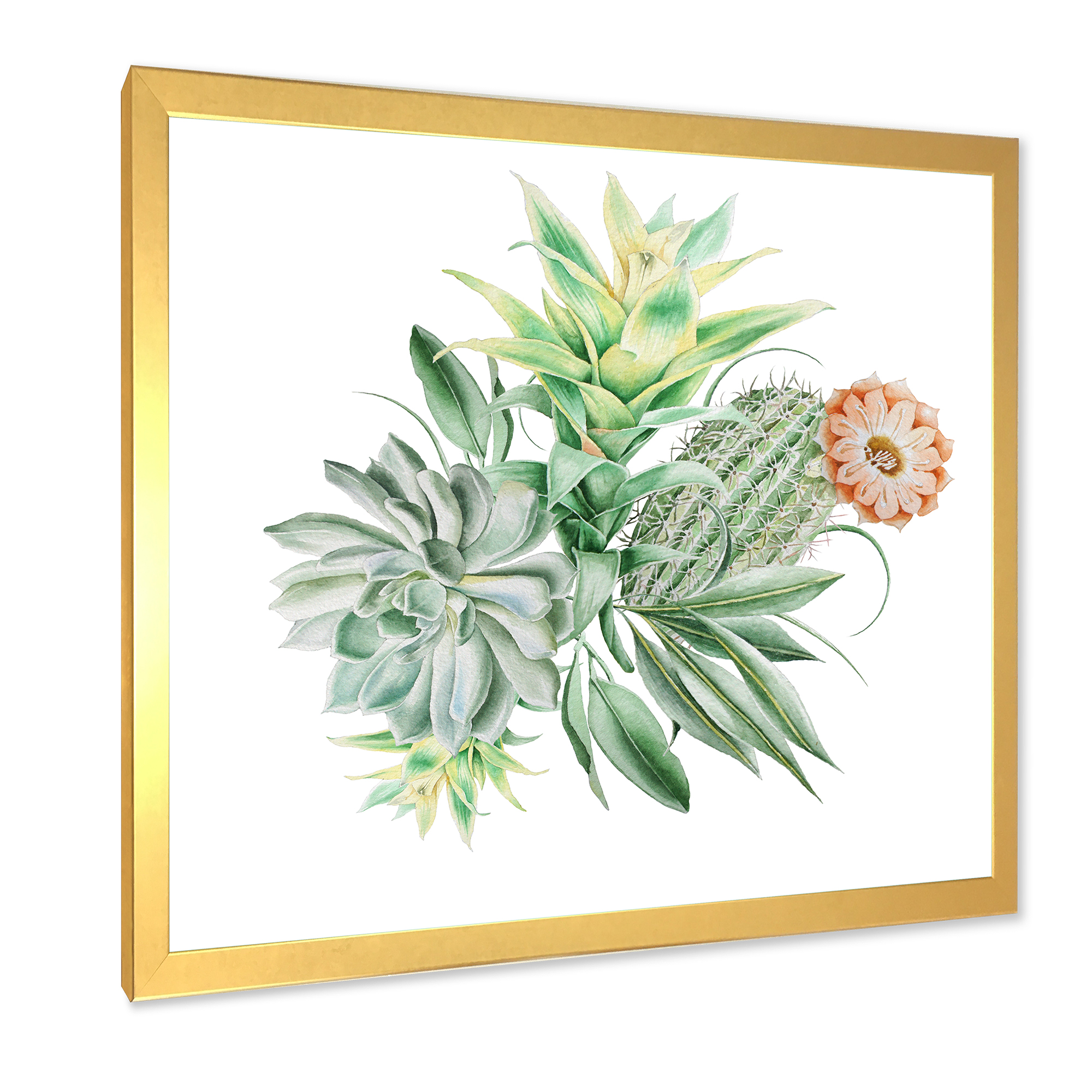Designart 'Bouquet With Succulents and Cactus' Traditional Framed Art Print