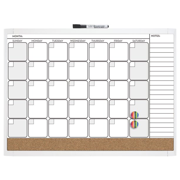 Quartet Calendar, 17" x 23", DryErase & Cork (79380WM