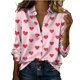 thumbnail image 3 of Tops de Manga Larga de las Mujeres Casual Día de San Valentín Impreso Satén Blusa Botón-Arriba Solapa Suéter Top para las Mujeres de Manga Larga Tops, 3 of 8