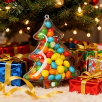 Clear Plastic Christmas Tree Gift Box | 10x9x4.7cm Holiday Candy Container | Party Favor Storage | Festive Decoration with Sturdy Base | Snack & Small Gift Holder