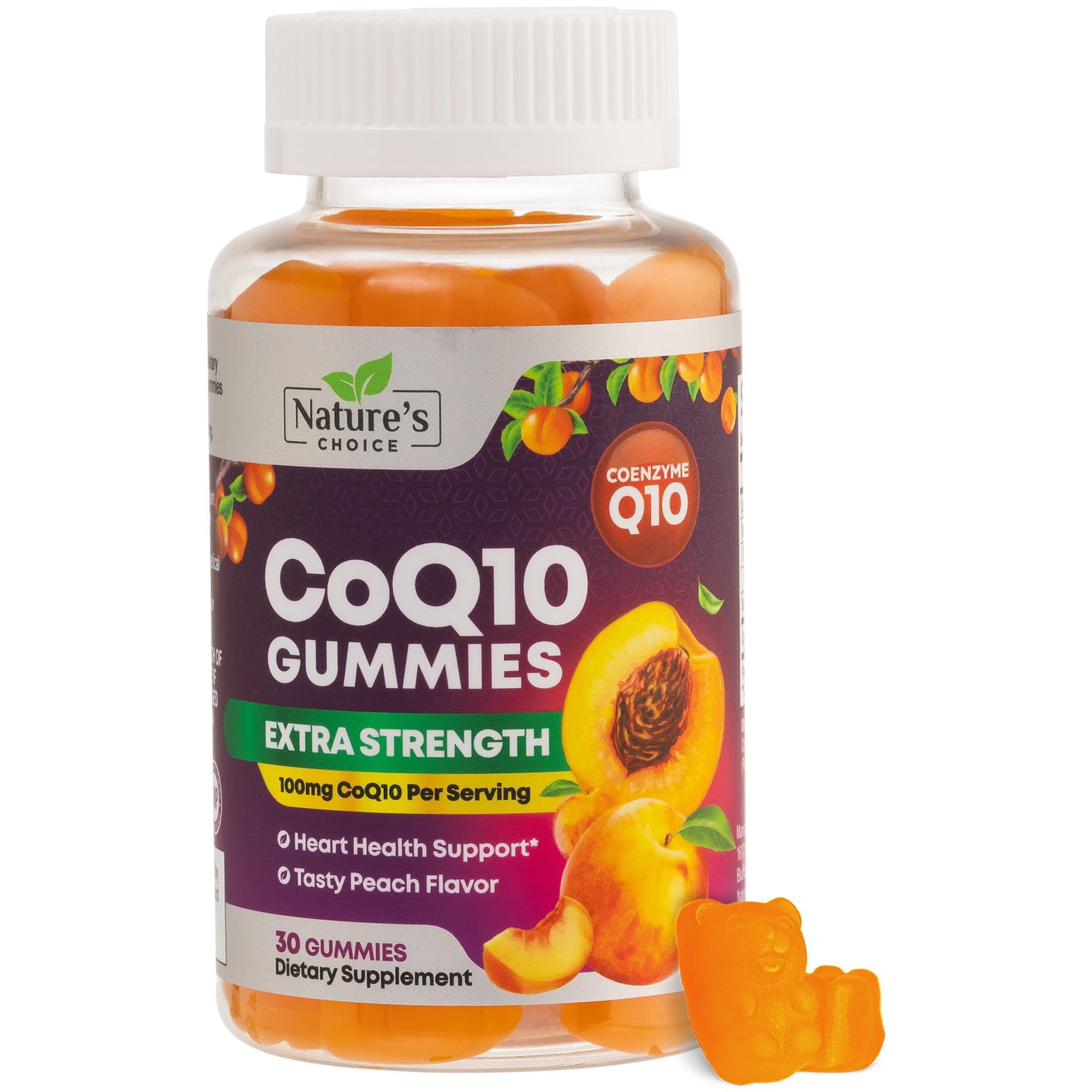 CoQ10 Gummies 100mg - 3X Strength Coenzyme Q10 - Ultra High Absorption, Antioxidant Supplements Support Heart Health & Energy Production - Nature's Coq 10 Vitamins Supplement - Vegan - 30 Gummies