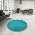 thumbnail image 4 of Ahgly Tapis Rond Lavable en Machine Intérieur Transitionnel Vert Cyan Foncé, 6 Pieds Rond, 4 of 7