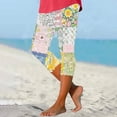 thumbnail image 2 of BangWanChi Leggings for Women Capri Women's Summer High Waisted Printing Capris Matching Slim Fitting Yoga Gym Pants, 2 of 5