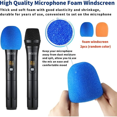 BELOS Wireless Microphone, UHF Cordless Dual Handheld Dynamic Mic System Set with Rechargeable Receiver, 165 ft Range, 6.35mm(1/4'') Plug, for Karaoke, Voice Amplifier, PA System, Singing Machine, DJ