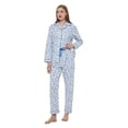 thumbnail image 4 of GLOBAL 100% Cotton Comfy Flannel Pajamas for Women 2-Piece Warm and Cozy Pj Set of Loungewear Button Front Top Pants, Size S-XXL, 4 of 5