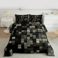 thumbnail image 2 of Manfei Black Grey Square Full Size Comforter Sets for Boys, Rectangle Geometric Bedding Comforter Set, Futuristic Abstract Reversible Bedding Sets, Microfiber Bedroom Decor, 3 Pieces, 2 of 8
