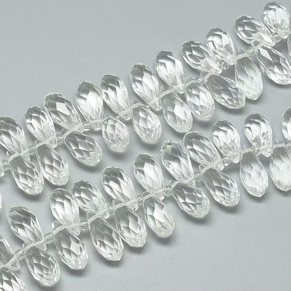 U8MO 10 Clear Teardrop Beads Glass Briolette Crystal Faceted 21mm Jewelry Supplies