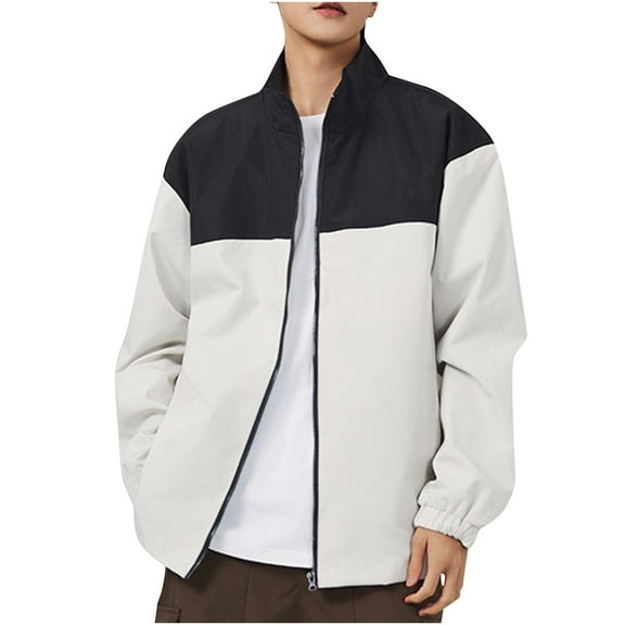 Admvng Jackets for Men Lightweight Waterproof Rain Solid Color Outdoor Climb Pocket Zipper Long Sleeved for Cycling Windbreaker M-3XL