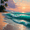 Tropical Beach Sunset, variant on UXIEQU Ocean Wave Canvas Wall Art Print 15.75x11.81 Inches