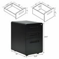 thumbnail image 2 of Gymax 3-Drawer Mobile File Cabinet W/Anti-tilt Mechanism Legal/Letter Size Black, 2 of 10