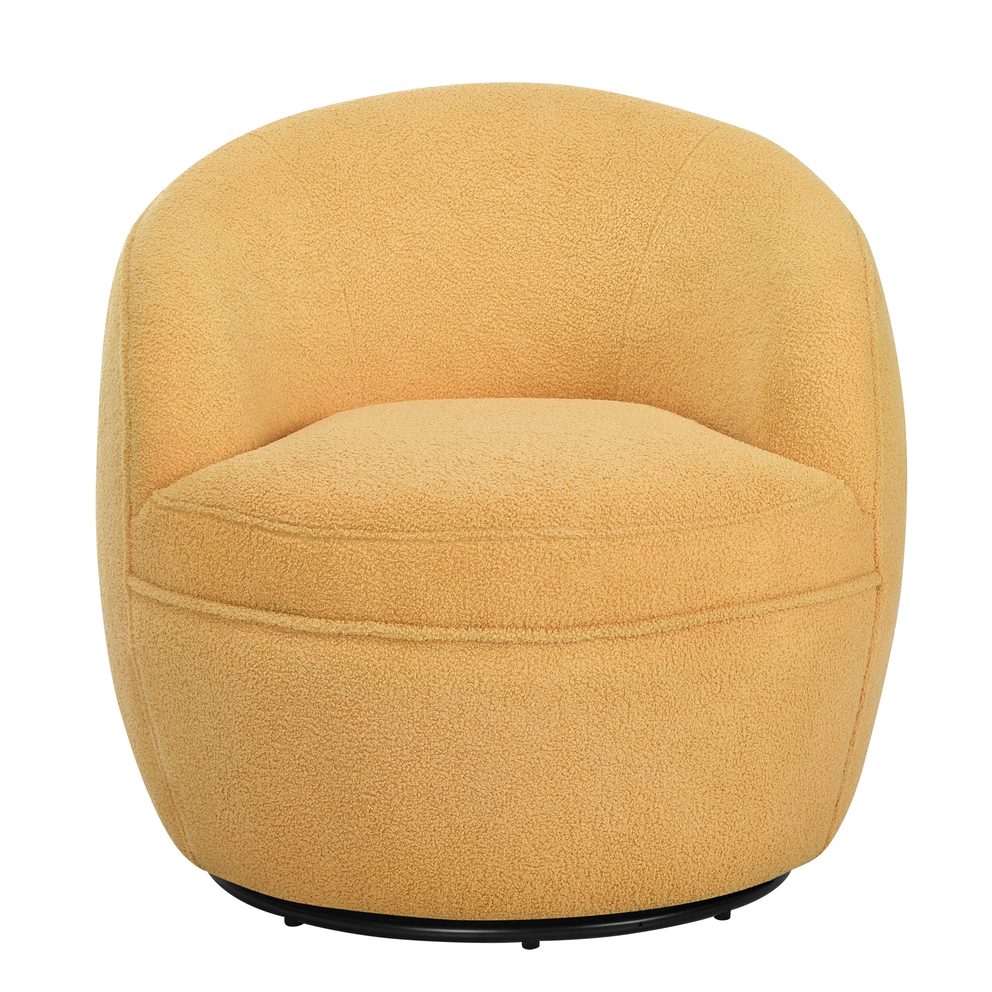 Roundhill Furniture Galleria 360 Swivel Teddy Sherpa Barrel Chair, Yellow