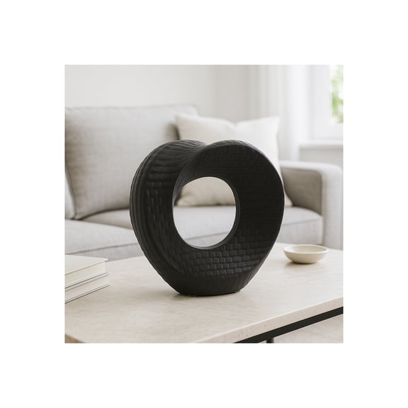Modern Decorative Home Sculpture - Figurine Accent for Bathroom Decor, Office Desk, or Any Room - Artful Ornament for Living Room Decor, Bookshelf Display, or Coffee Table - 8", Black