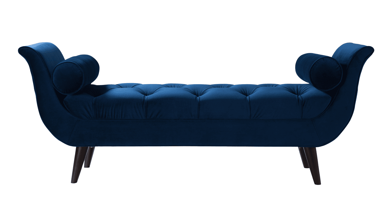 Alma Tufted Flare Arm Entryway Bench, Navy Blue
