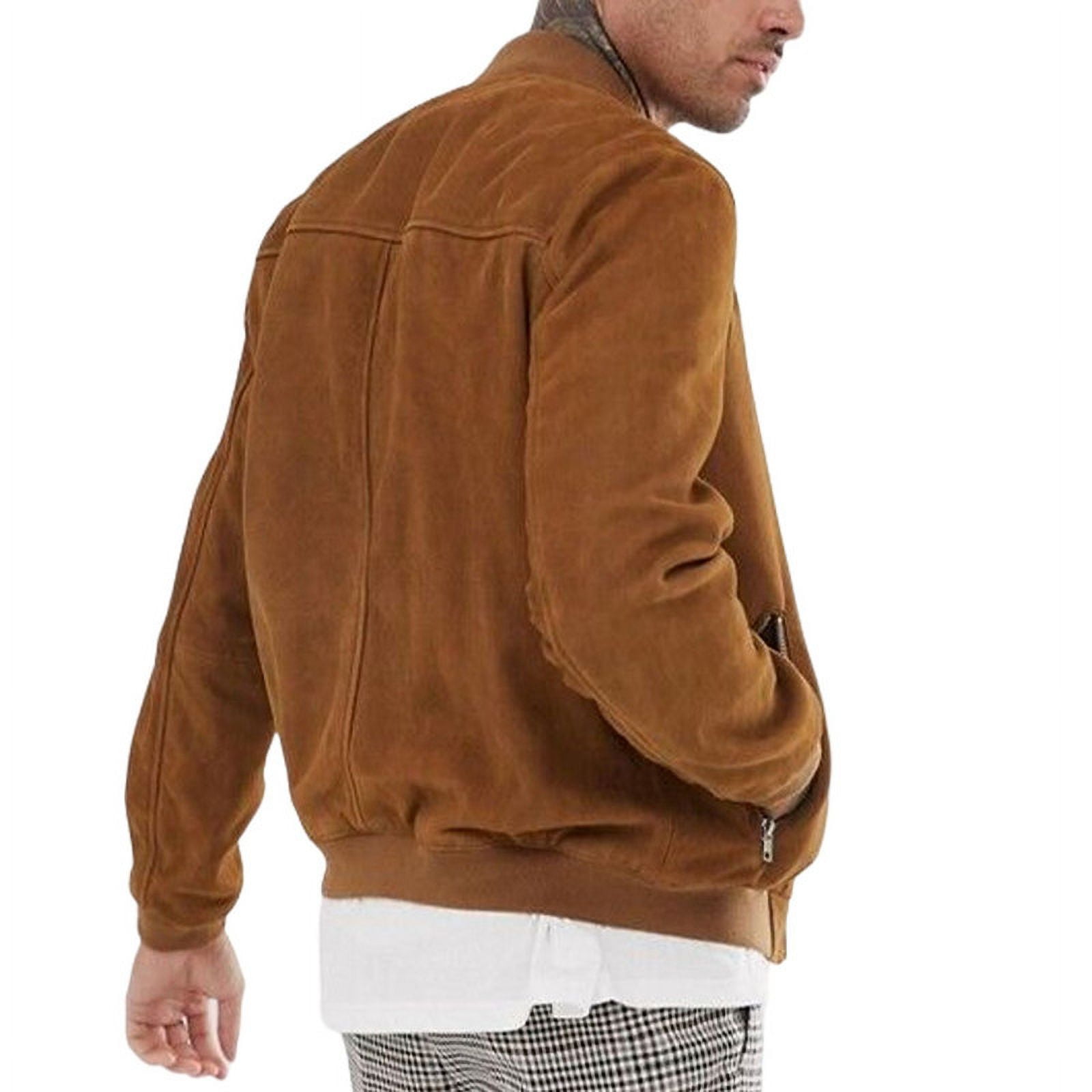 Biker Stylish Brown 100% Genuine Suede Leather Lightweight Soft Satin lining with comforatble to carry Jackets for Men - XL Size