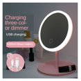 thumbnail image 2 of Desktop Vanity Mirror With Led Light, Pink Student Dormitory Table Makeup Mirror Ring Shape ,Widely Use, 2 of 7