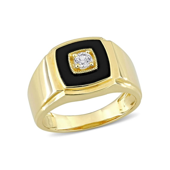 Everly Men's Onyx and Created Sapphire Sterling Silver Ring