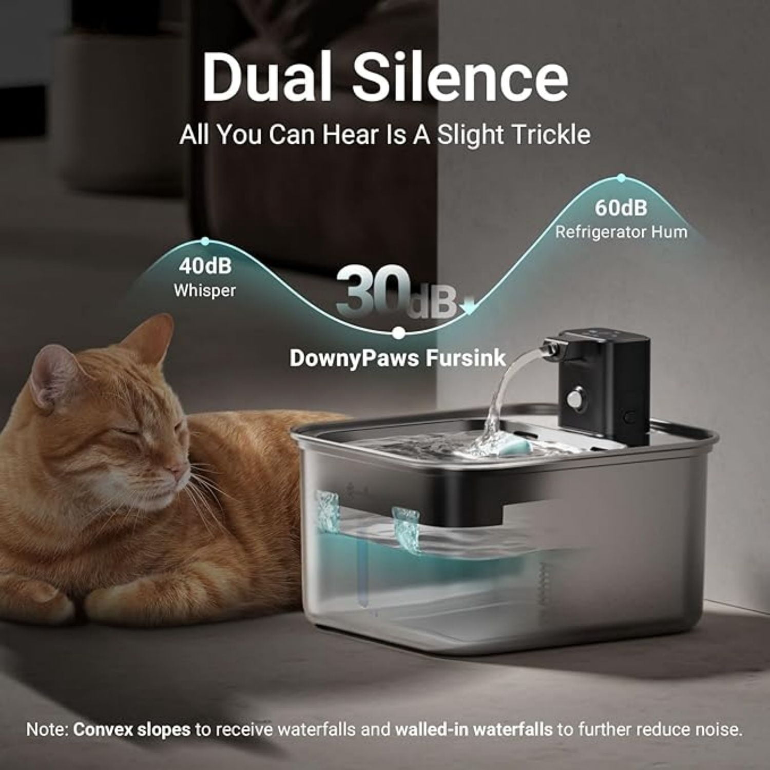 Cat Water Fountain Stainless Steel Wireless, 101 oz/3L FurSink Cordless Water Fountain for Cats, Battery Operated Cat Fountains for Drinking with Motion Sensor, Easy Clean, Metal