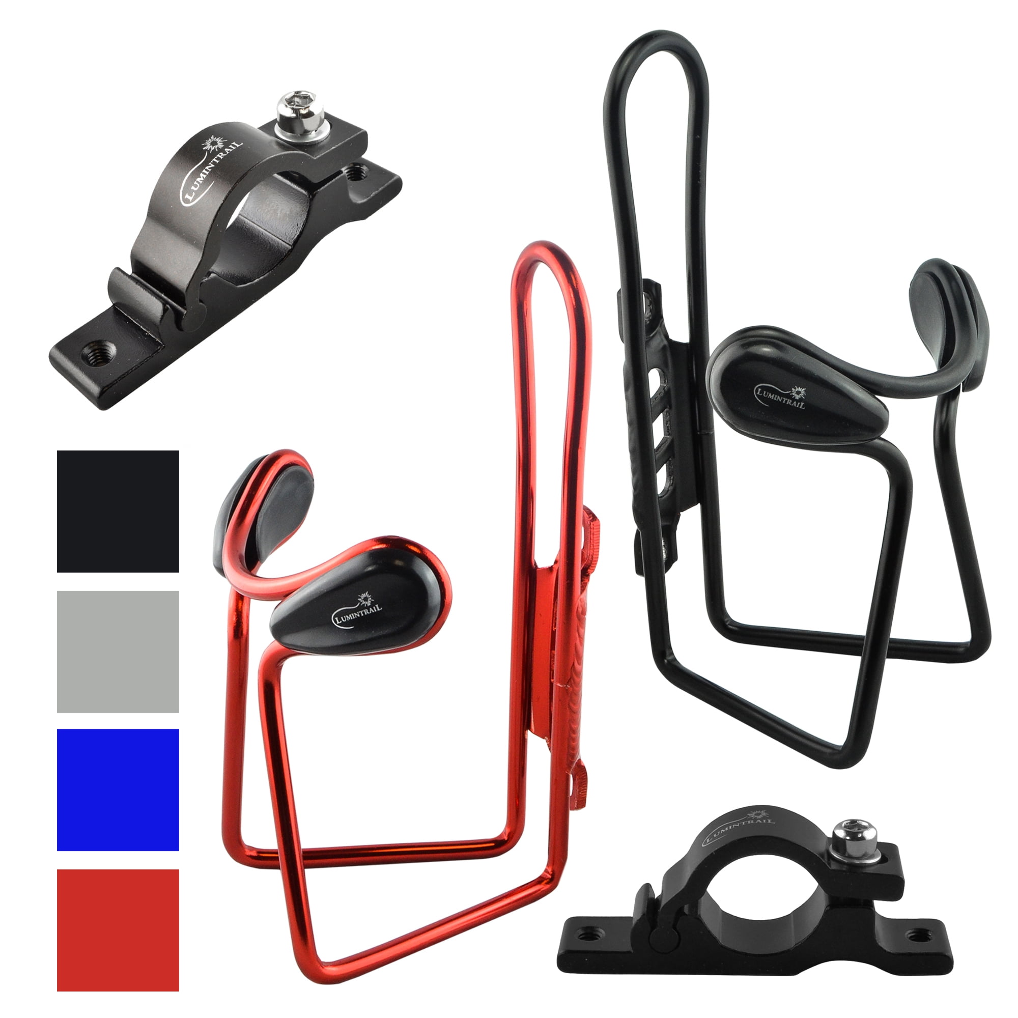 Lumintrail 2 Pack Bike Bottle Holders w/ Handlebar Mount Adapter