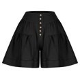 thumbnail image 5 of RYRJJ Women's Shorts Summer Baggy High Waisted Ruffle Flowy Wide Leg Buttons Pleated Casual Shorts Fashion Short Shorts(Black,XL), 5 of 7