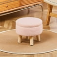 thumbnail image 5 of Tcbosik 300LBS Capacity Round Storage Ottoman - Soft Teddy Velvet Upholstered Footrest, Anti-Skid Small Stool with Hidden Storage for Living Room Bedroom (Pink, 13"Dia x 11"H), 5 of 9