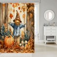 thumbnail image 2 of Manfei Classic Halloween Pumpkin Lantern Shower Curtain 72Wx72L,Hello Fall Foliage Print Bathroom Curtain, 2 of 5