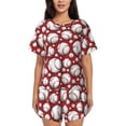 thumbnail image 1 of Fotbe Cute Baseball Conjunto de Pijama Estampado para Mujer, 2 Piezas, Ropa de Dormir con Camiseta de Manga Corta y Shorts Suaves-4X-Large, 1 of 6