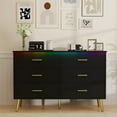 thumbnail image 7 of FANRAL 6 Drawers Dresser for Bedroom,Wood Modern Chest of Drawers with LED Light,Metal Support Feet,Black Dresser, 7 of 7