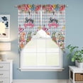 thumbnail image 6 of Swag Valance Curtains for Windows, Spring Gnomes Light Filtering Kitchen Curtains with Rod Pocket, Farmhhouse Floral Botanical Blue Plaid Window Treatment Valances for Living Room, 28x36 - 2 PCS, 6 of 9