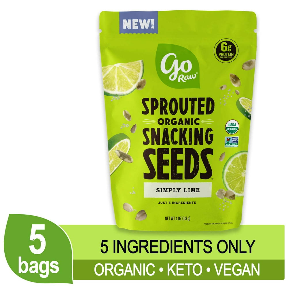 Go Raw Pumpkin & Sunflower Seed Snack Mix with Sea Salt, Simply Lime, 4 oz. Bags (Pack of 5