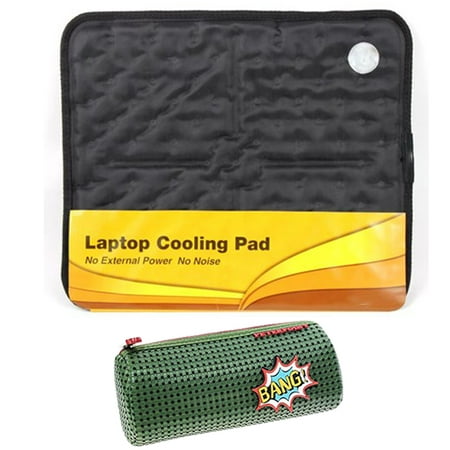 15inches Laptop Cooling Pad - Black + Pencil Case Bag Pouch Holder for Middle High School Office College Girl Adult Teen Gift Large Storage Color