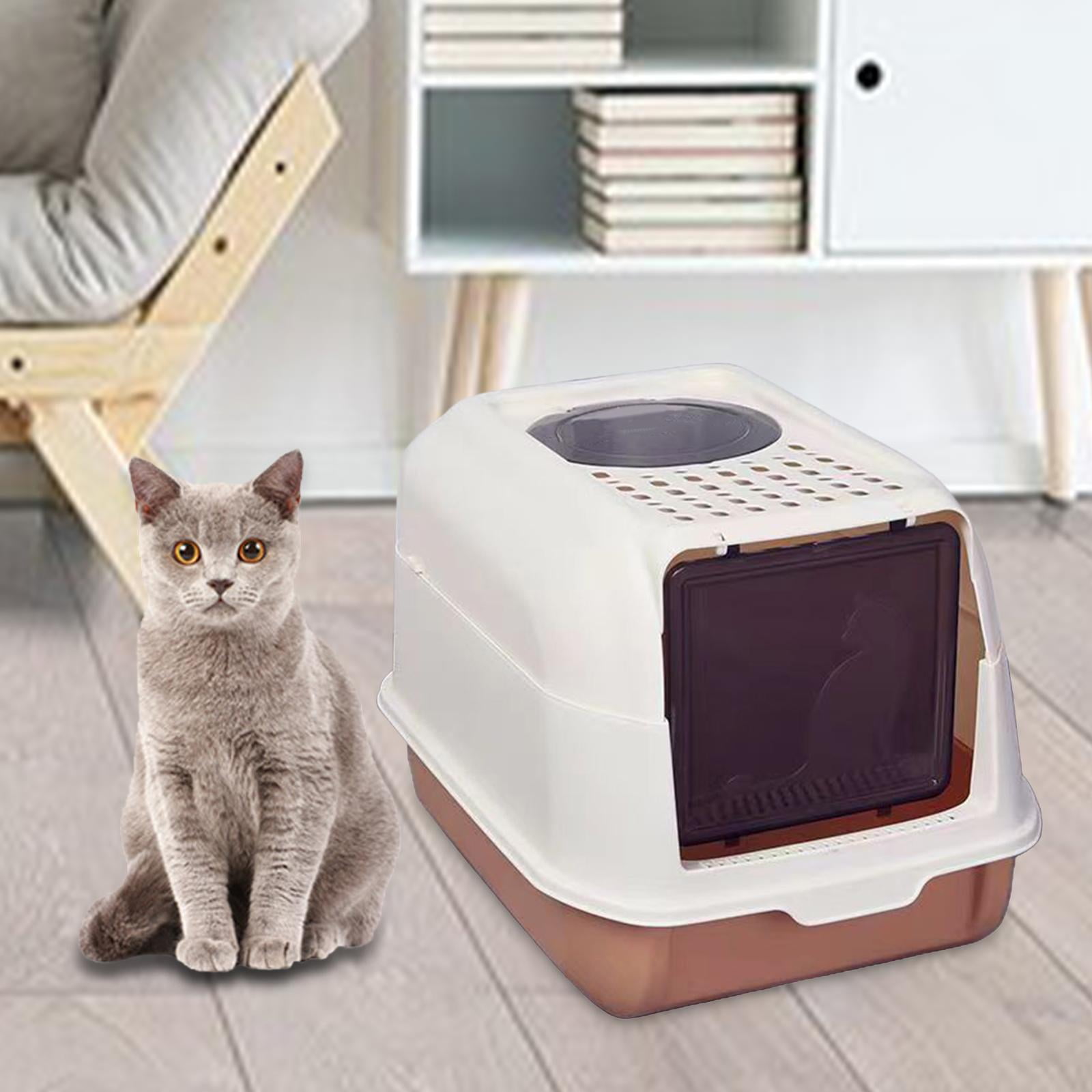 Bvdfgk Enclosed Cat Litter Box Kitten Litter Litter Tray Anti Splashing High Sides Easy Orange