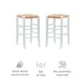 thumbnail image 4 of Linon Ivica Backless Wood Counter Stool, 24.4" Seat Height, White Finish with Natrual Handwoven Rush Seat, 4 of 15